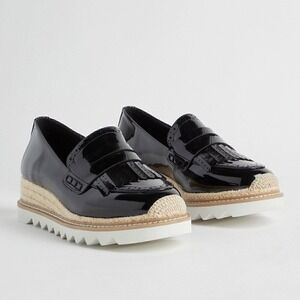 Torrid Women's Black Espadrille Oxford Loafers Chunky Shoes Size 9 WW